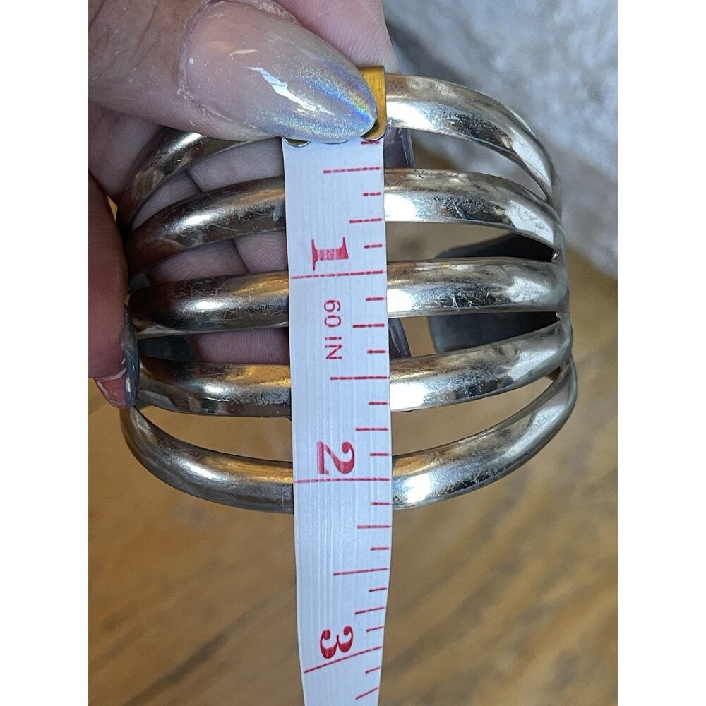 VTG Navajo Style Cuff Bracelet BELL TRADING Nickel Silver Five Band Southwest - Picture 4 of 13